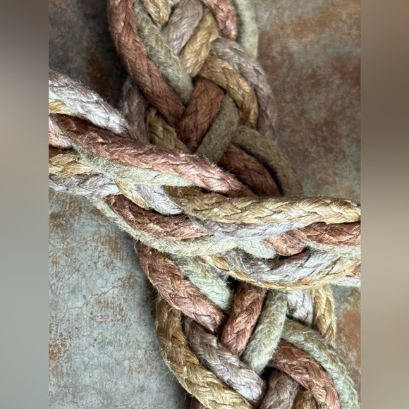 Baer,SF artisan belt 4 color woven braided jute, copper, brass, silvertone metal - Picture 10 of 14